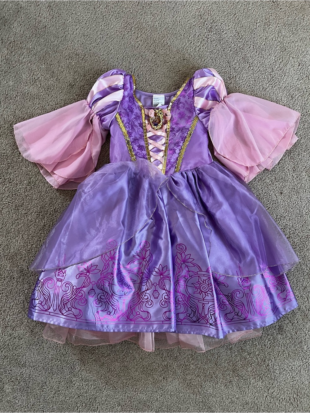 Disney Rapunzel Purple and Pink Princess Costume Dress with Gold Trim